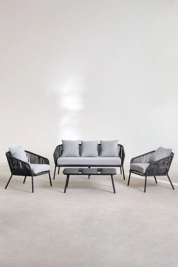 Meble ogrodowe w zestawie Ariza sofa, stolik i fotel ogrodowe meble komplet