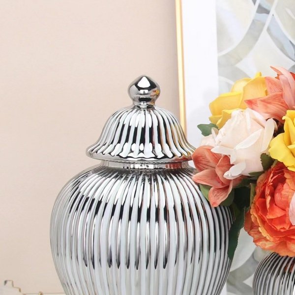Srebrny wazon na kwiaty ceramiczny złota waza z chińskiej porcelany na stół do salonu