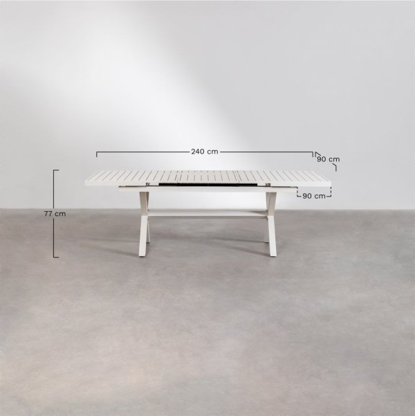 meble ogrodowe helen w zestawie ze stołem rozkładanym 180–240x90 cm i 6 aluminiowymi krzesłami