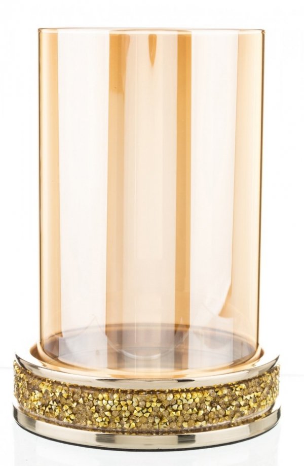 Świecznik złoty szklano-metalowy mały