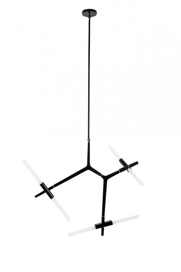 Lampa wisząca sufitowa Kandell 6 czarna - aluminium, szkło