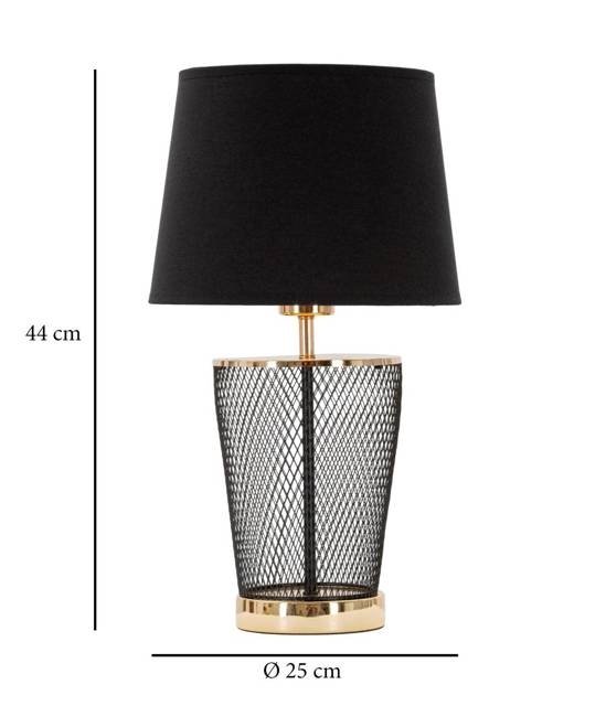 Lampa na stół do salonu Torre z metalu z materiałowym abażurem