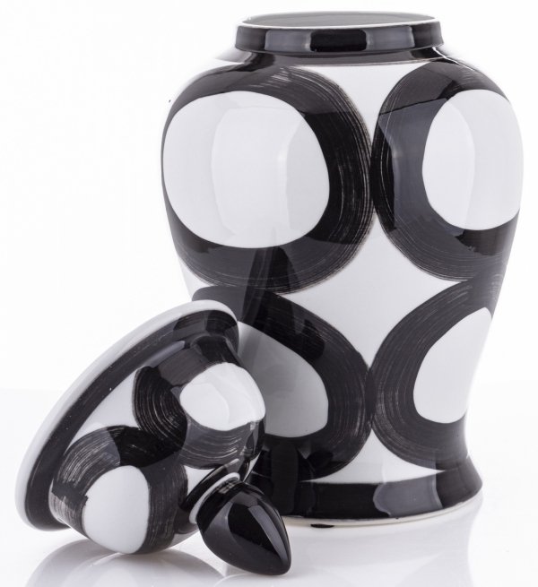 Pojemnik ceramiczny wazon z chińskiej ceramiki biało czarny