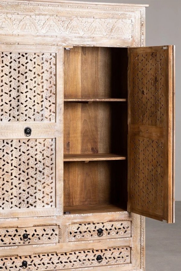 Stylizowana szafa z szufladami z drewna Mango