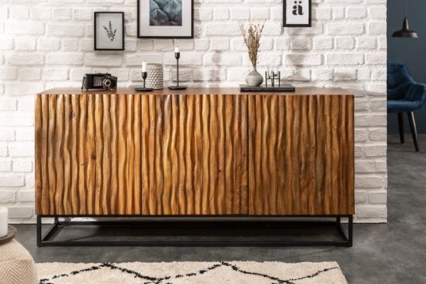 Elegancka wytworna komoda mango do przechowywania w salonie Zano 160 x 45 cm