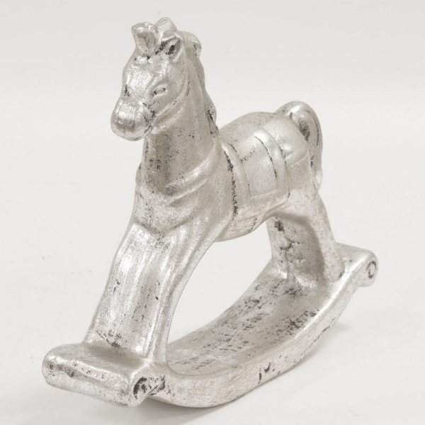 Ceramiczna figurka w kolorze srebrnym Koń Na Biegunach