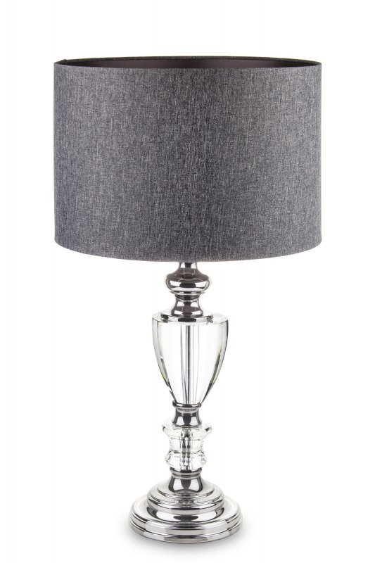 Wysoka lampa stołowa z ciemnym kloszem 