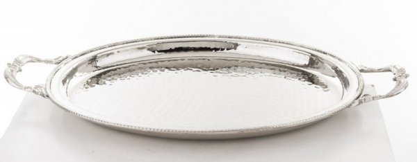 Metalowa Srebrna Taca Z Uchwytami 2,5x45x28