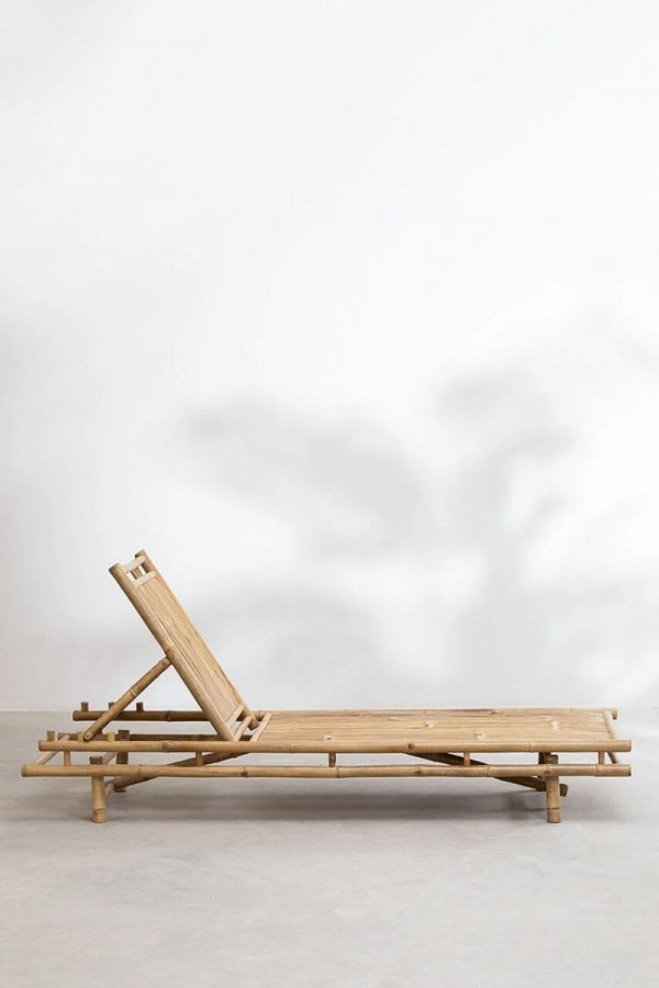 Bambusowy leżak do ogrodu, basenu regulowany bez poduszki