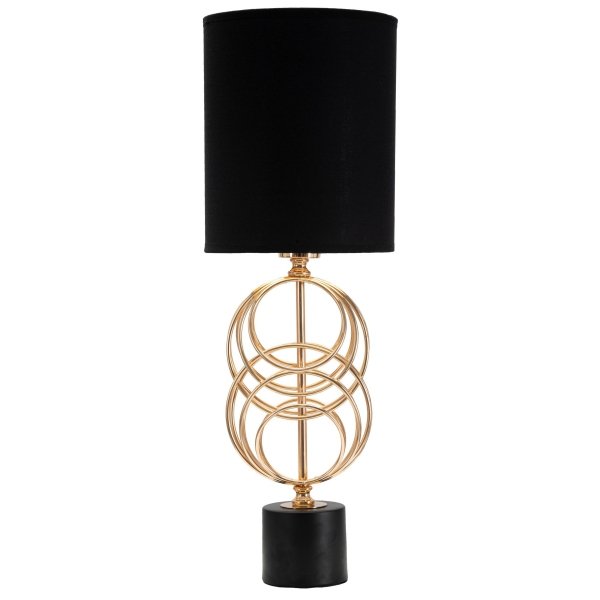 Lampa stołowa Fantasy złota z czarnym abażurem glamour do salonu 