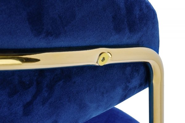 Krzesło barowe Aldo do kuchni niebieskie - welur, podstawa złota