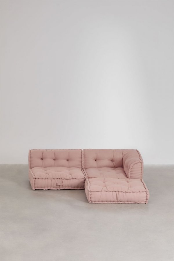 Bawełniana sofa modułowa 3 częściowa do salonu boho Daisy kolor różowy