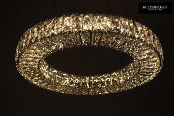 Lampa sufitowa złoty Ring kryształowa lampa wisząca w kształcie koła
