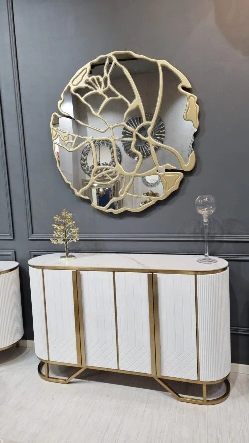 Komoda biała 150/40/92cm Rosa złocona do salonu glamour