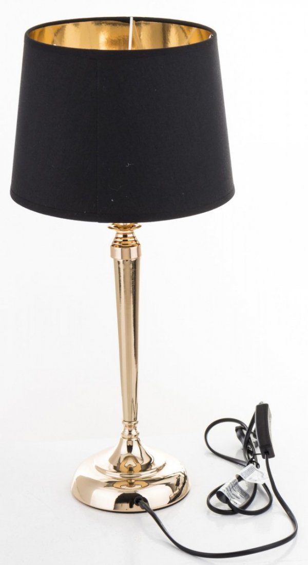 Klasyczna metalowa  lampa złota z czarnym abażurem