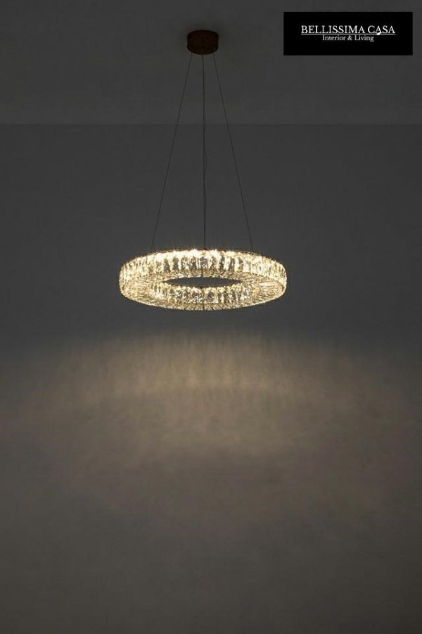 Lampa sufitowa złoty Ring kryształowa lampa wisząca w kształcie koła