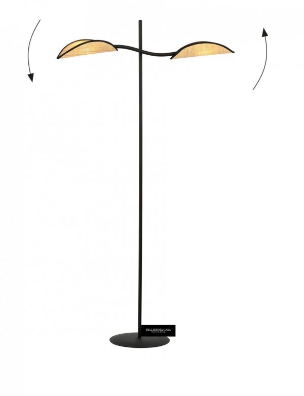 Lampa stojąca na podłogę Lotos czarny ratan