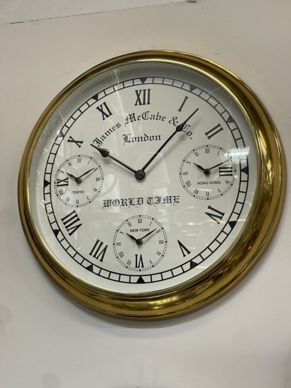 Złoty zegar ścienny James Mr Cabe &amp; Co o średnicy 54 cm - Ekskluzywna ozdoba wnętrza