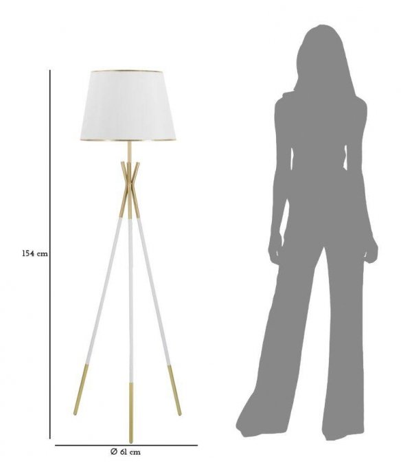 Lampa stojąca-podłogowa Mauro złota z białym abażurem