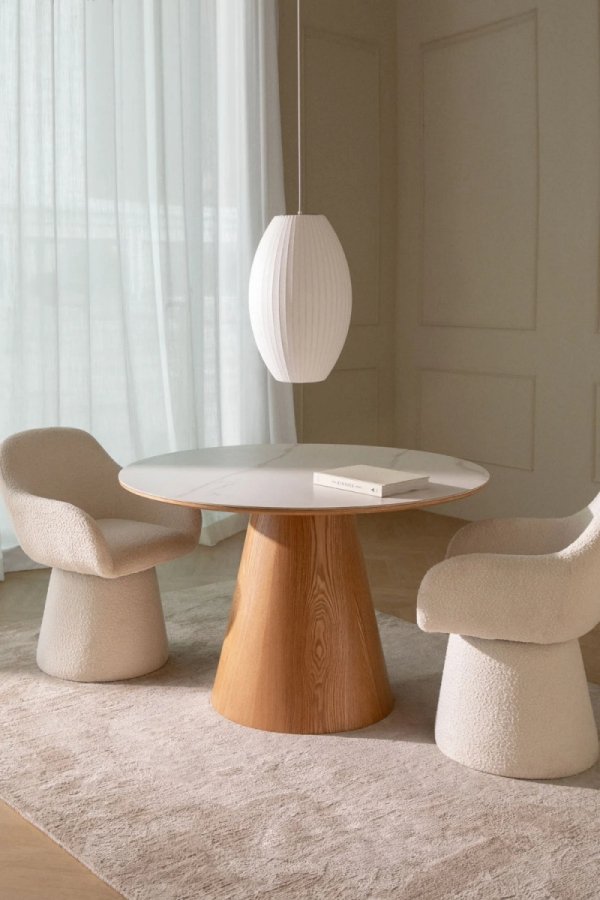 Okrągły Stół Do Jadalni Aura Ø120 Cm, Elegancki Drewniany Stół Z Fornirem Ceramicznym Idealny Do Nowoczesnych Wnętrz