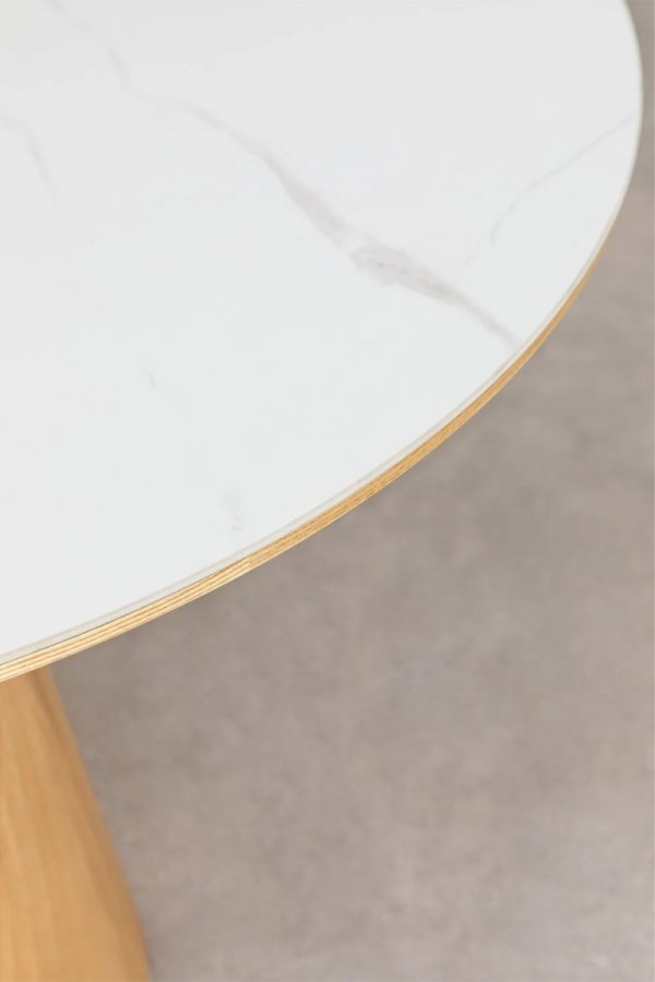 Okrągły Stół Do Jadalni Aura Ø120 Cm, Elegancki Drewniany Stół Z Fornirem Ceramicznym Idealny Do Nowoczesnych Wnętrz