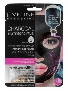 Eveline Sheet Mask Charcoal Maska na tkaninie 8in1 oczyszczająca  1szt