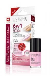 Eveline Nail Therapy Lakier odżywka 6w1 Care & Colour Rose  5ml