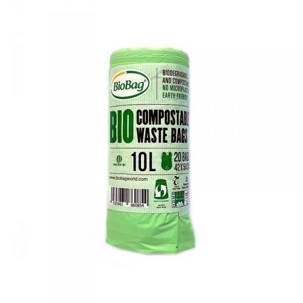 BioBag Worki na odpady organiczne i zmieszane w 100% biodegradowalne i kompostowalne 10L rolka 20 sztuk z banderolą