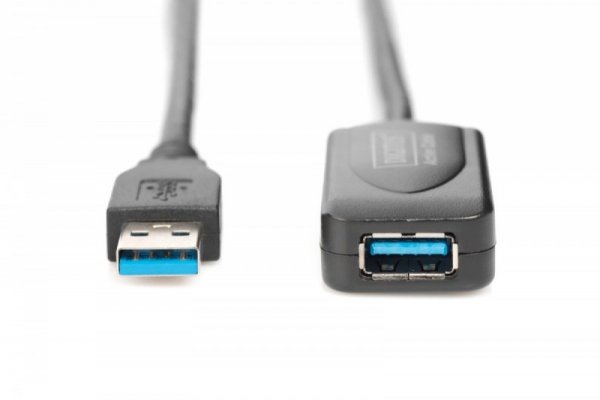 Digitus Kabel przedłużający USB 3.0 SuperSpeed Typ USB A/USB A M/Ż aktywny, czarny 5m