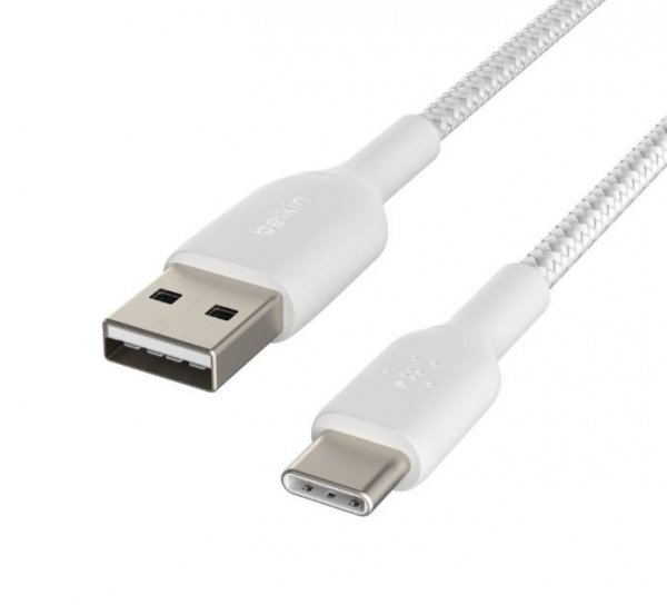 Belkin Kabel Braided USB-C USB-A 15cm biały