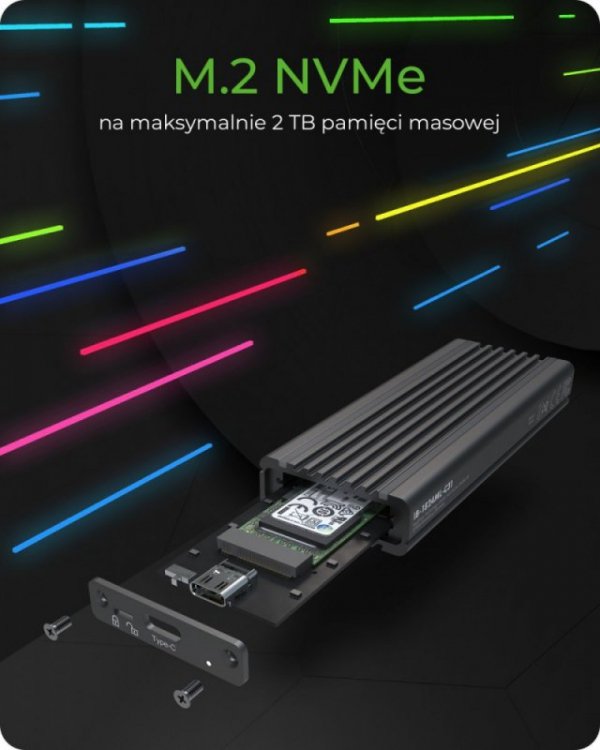IcyBox IB-1824ML-C31 Obudowa M.2 NVMe z oświetleniem RGB