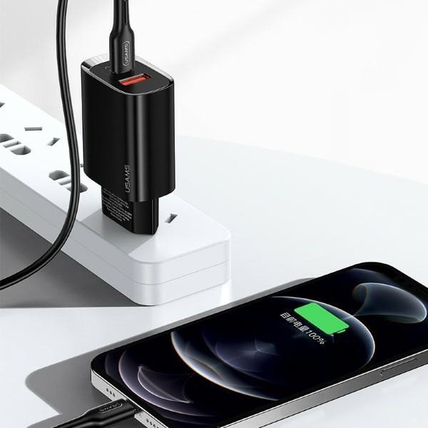 USAMS Ładowarka sieciowa 1xUSB-C+1xUSB T35 20W PD3.0 QC3.0 Fast charging