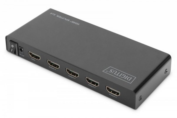 Digitus Rozdzielacz (Splitter) HDMI 4-portowy 4K 60Hz UHD 3D HDR HDCP 2.2 audio downscaling