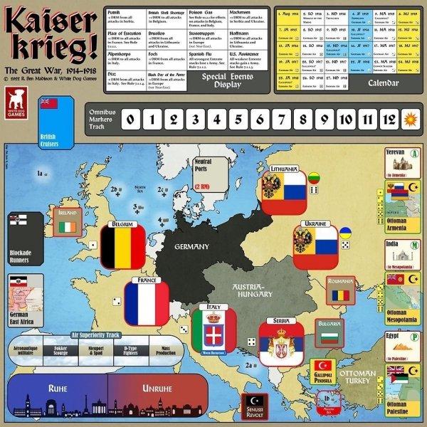 Kaiserkrieg! The Great War 1914-1918 canvas map 18&quot; x 18&quot;