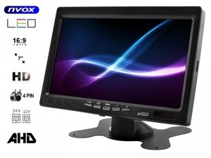 Nvox ahm607 dual monitor samochodowy wolnostojący lcd 7cali cali ahd/hd 4pin z ramką 12/24v