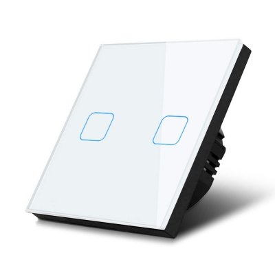 Dotykowy włącznik światła Maclean, podwójny, szklany, biały z kwadratowym podśw. przycisku, MCE703W