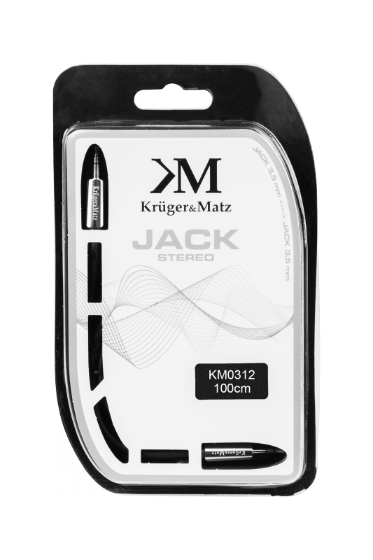 Kabel wtyk prosty - wtyk prosty  jack 3.5  stereo 1.0m Kruger&Matz