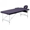 Składany stół do masażu, 2-strefowy, aluminiowy, fioletowy