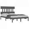 Rama łóżka, szara, lite drewno, 120x190 cm, podwójna