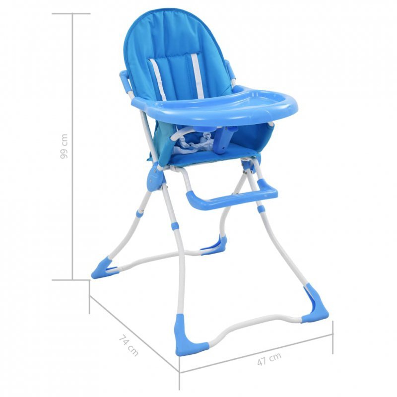 Krzesełko do karmienia dzieci, niebiesko-białe