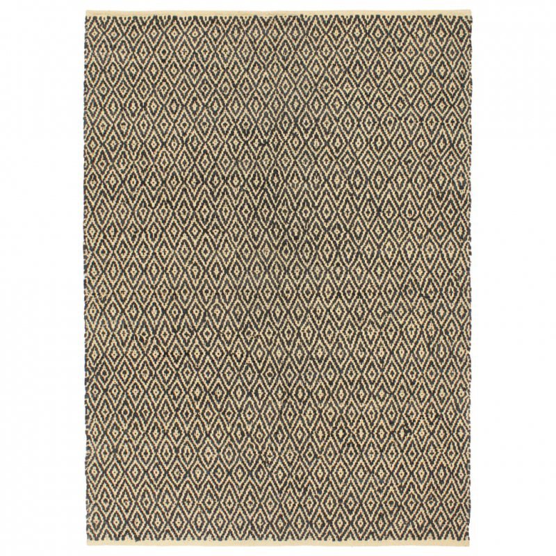 Ręcznie tkany dywan Chindi, skóra i bawełna, 160x230 cm, czarny