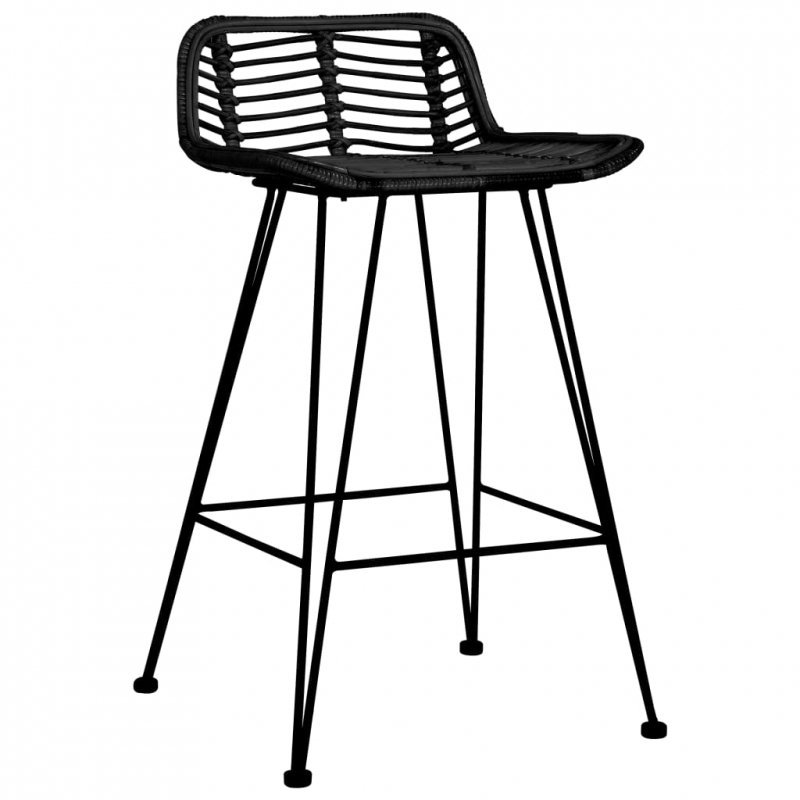 Krzesła barowe, 2 szt., czarne, rattanowe