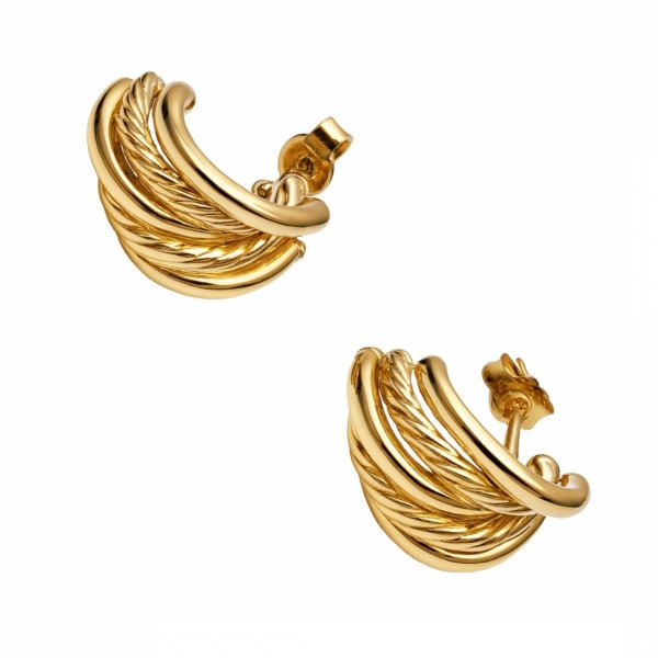 Kolczyki sztyft wstęgi sznur okazałe  złoto 585