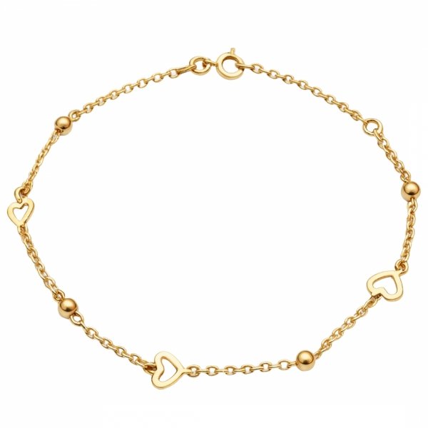 Bransoletka kule z motywem serca złoto 585