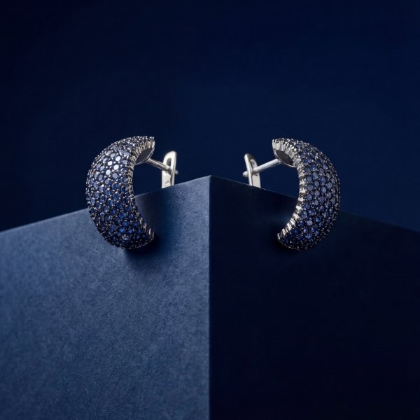 Kolczyki z szafirowymi kamieniami srebro 925