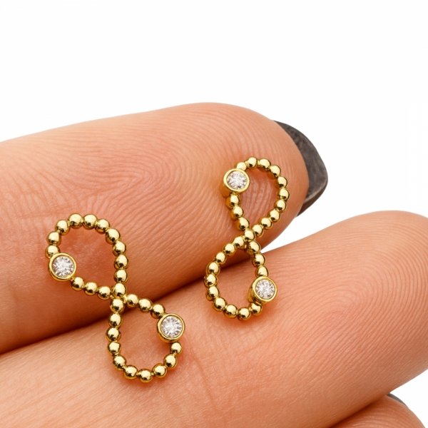 Kolczyki znak nieskończoności pleciony złoto 585 