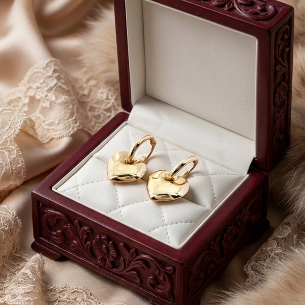 Kolczyki wiszące serca złoto 585