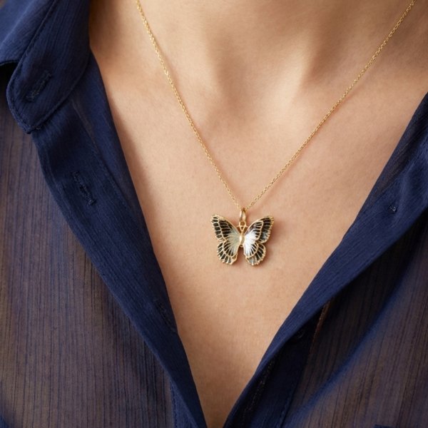 Zawieszka motyl z emalią jubilerską złoto 585