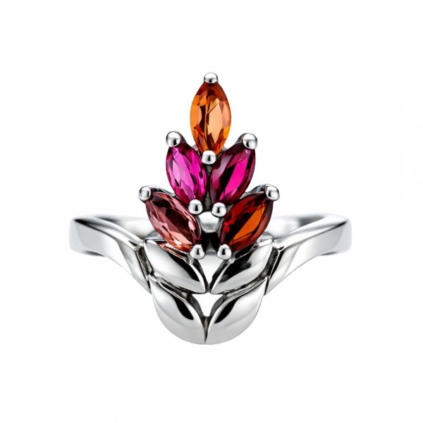 Pierścionek z naturalnym turmalinem srebro 925 ROD