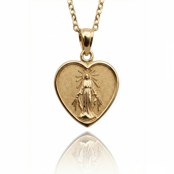 Cudowny medalik kuty w kształcie serca złoto 585 